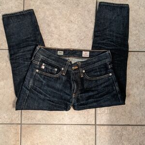 AG Adriano Goldschmied Cropped Piper Slouchy Slim in Dark Wash Blue Selvedge